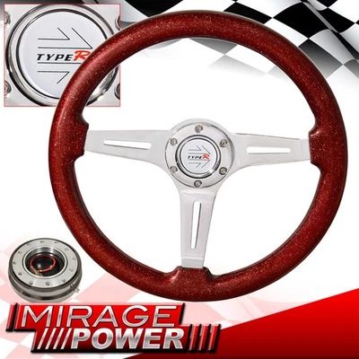 Gunmetal Slim Quick Release + Metallic Red Wood Deep Dish Type-R Steering Wheel - Изображение 1 из 4