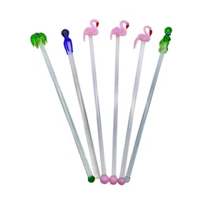Handblown Glass Tropical seaside beach theme swizzle sticks cocktail stirrers pe - Picture 1 of 11