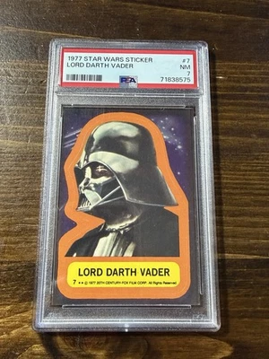 1977 Topps Star Wars # 7 Lord Darth Vader Sticker PSA 7 - Image 1 of 2