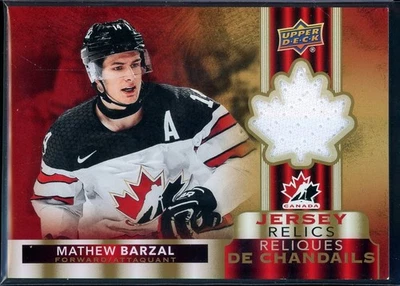 2021-22 Upper Deck Tim Hortons Team Canada Jerseys #JMB Mathew Barzal - Image 1 of 2