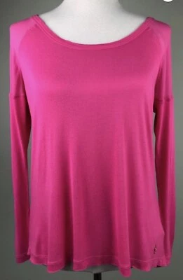 Blusa Juicy Couture Rosa Transparente Tamanho XS 0 2 L/S Casual Top Camisa Preppy Workout - Imagem 1 de 4