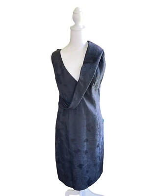 Vestido recto Salvatore Ferragamo vintage años 90 faja de seda negro estampado talla 42 Foto 1 de 4