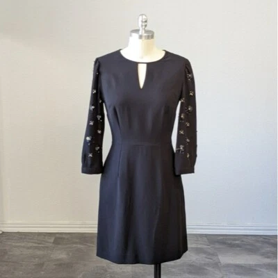 Cynthia Steffe Beaded Dress Black 6 preppy evening wedding Cocktail holiday - Image 1 of 4