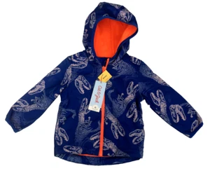 NWT Cat &Jack Boy Dinosaur Blue Orange Softshell Jacket Fleece Hoodie 18m - Picture 1 of 10