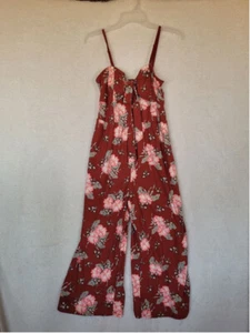 Women's No Boundaries Floral Jumpsuit L/G Rusty Brick - Picture 1 of 5