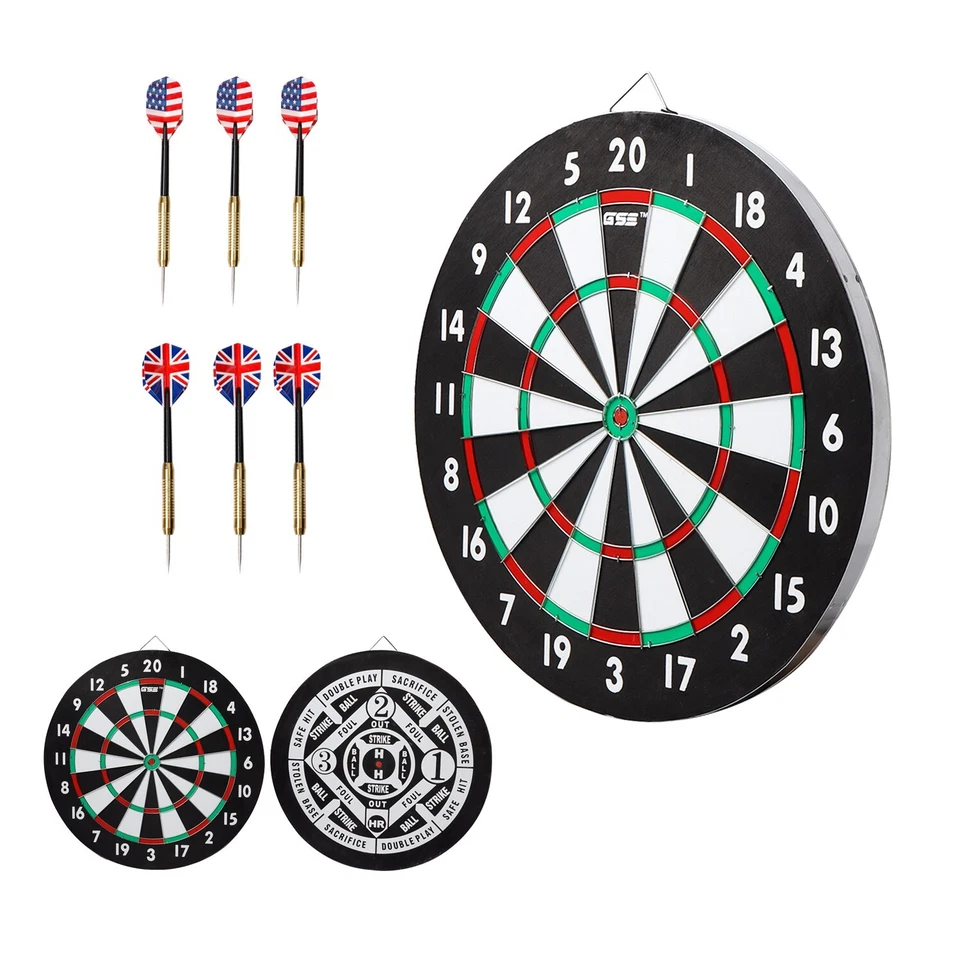 Regulation Dart Board Game Set With Darts Several Styles 18" Diameter and 1" D