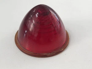 Vintage Aircraft Glass Red Beacon Lens, 1 3/4” Tall, 2 7/16” Outer Diameter - Picture 1 of 11