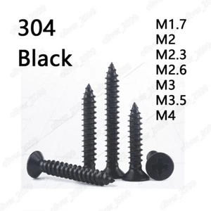 Tornillos de autogolpe contrahundidos Phillips negros de acero inoxidable 304 M1.7 M2 M3 M4 - Imagen 1 de 6