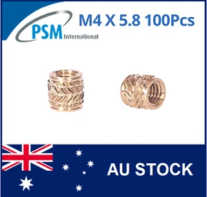 M4X5.8 BRASS INSERT FOR PLASTIC TECH-SONIC TECBM4-5.8 THREAD KNURLED HEAT X100 - Bild 1 von 9