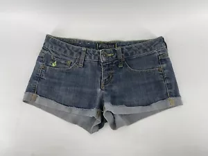 Volcom Short Cuffed Jean Shorts Womens Size 3 / 4 Blue Denim 30” Waist Fast Ship - Picture 1 of 6
