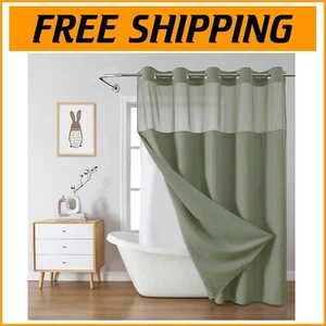 Hotel Quality Sage Green No Hook Waffle Curtain with Detachable Liner - 71x74 - Picture 1 of 9