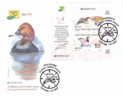2021  - EUROPA (ENDANGERED NATIONAL WILDLIFE)  - TURKISH CYPRUS - BLOCK FDC - Image 1 of 3