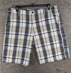 Route 66 Shorts Men 40 X 11 Black Beige Blue Plaid Bermuda Flat Front Lightweigh - Picture 1 of 11