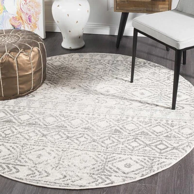 HARBOR GREY IVORY BOHO TRIBAL VINTAGE MOROCCAN MODERN ROUND RUG - 3 Sizes *NEW* - image 1 of 4