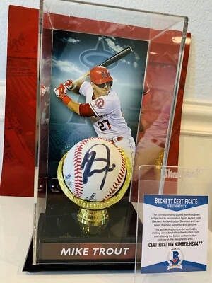 Mike Trout Angels Autograph Baseball (MLB Ball) Custom Trout Case - Beckett COA - Image 1 of 4