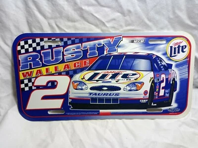 Rusty Wallace Miller Lite Nascar Wincraft Poly License Plate Tag NOS Free Ship - Image 1 of 4