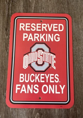 NCAA Ohio State Buckeyes Reservados Ventiladores de Estacionamiento Solo Letrero 12" x 18" Hecho en EE. UU. Foto 1 de 2
