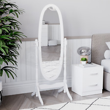 White Floor Standing Mirror Oval Cheval Freestanding Mirror Bedroom Furniture