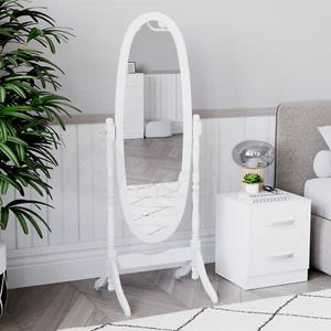 White Floor Standing Mirror Oval Cheval Freestanding Mirror Bedroom Furniture - Picture 1 of 6