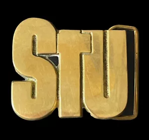 Vintage 70s STU Stuart Name Personalized Solid Brass Belt Buckle - Picture 1 of 6