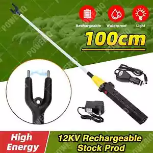 Cattle Prodder Stock Prod Rechargeable 12000V Electric Shock Livestock Cow Pig - Picture 1 of 13