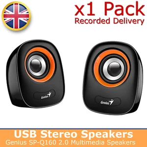 Genius SP-Q160 Mini USB-powered Desktop Speakers with Crystal Clear Sound Effect - Afbeelding 1 van 1