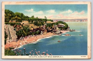 Postkarte The Cliffs Along Cliff Walk Newport Rhode Island Leinen - Bild 1 von 2