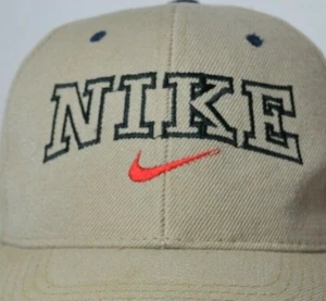 Nike Red Swoosh Beige Hat Adjustable Baseball American Cap USA Grey Tag - Picture 1 of 8