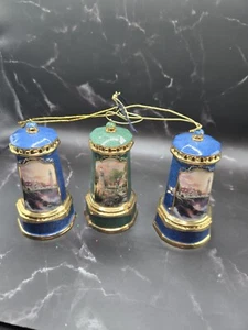 Vintage Thomas Kinkade Lighthouse Split Rock Porcelain Lighthouse 2002 Set Of 3 - Picture 1 of 9