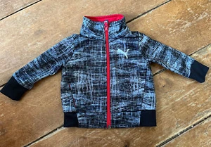 puma youth jacket sz 0-3 Mo full zip black grey Logo - Picture 1 of 5