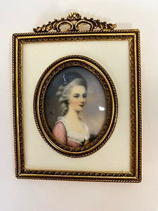 Vtg  German Magnifying Glass Miniature Painting,  Constanze Weber,Mozart's Bride - Bild 1 von 6
