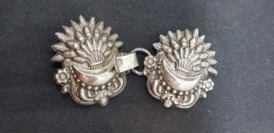 Rare bijou ancien en argent massif Minerve attache cape fibule bouton - Photo 1/3