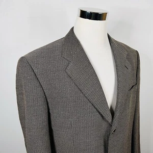 Armani Collezioni 44L Sport Coat Wool Cashmere Brown Herringbone Three Button - Picture 1 of 8