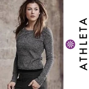 NWOT $178 Athleta Heather Gray 100% Cashmere V-Stitch Pave Cropped Sweater sz M - Picture 1 of 8