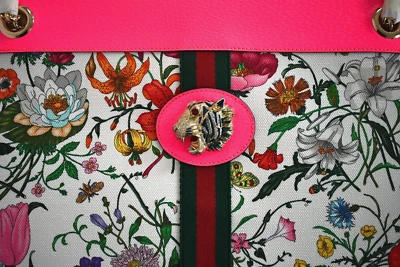 🆕️Auténtico Bolso de Mano GUCCI RAJAH Rosa/Multi FLORAL Lona Joyas Tigre con Bolsa Foto 1 de 4