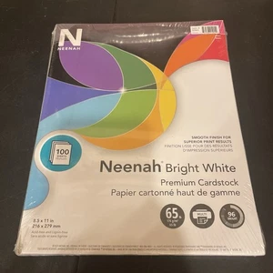 Neenah Premium Cardstock,8.5" x 11"65 lb/176 gsm,Bright White,100 Sheets (91901) - Picture 1 of 12
