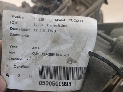 Used Automatic Transmission Assembly fits: 2014 Hyundai Tucson AT 2.4L FWD Grade - Image 1 of 4