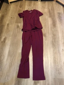 LOT Scrub ADAR  Scrubs Top and Bottom Pants Shirt Maroon XS Extra Small (S66) - Picture 1 of 12