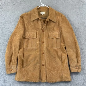 Giacca vintage LL Bean uomo media marrone pelle scamosciata bottoni western anni 60 scritta - Foto 1 di 15