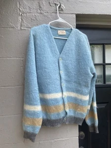 1960s Vintage Kurt Cobain Arrow Mohair Tri-tone Cardigan - Picture 1 of 6