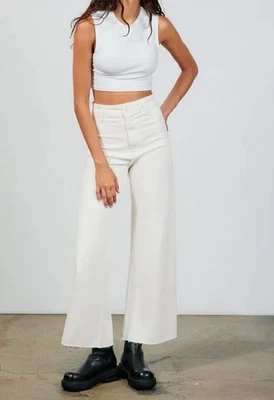 Zara Marine Straight Jeans In Ivory, Size 6 - Image 1 of 3