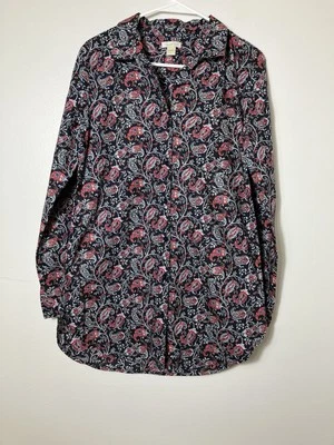 Camisa Granate Colina Botón Frontal Talla 8 Floral Algodón Pima Playa Costa Abuela Foto 1 de 4