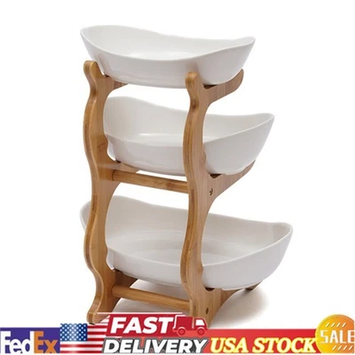 3-Layer Fruit Tray Storage Rack Vegetables Snacks Storage Plate Holder White NEW - Image 1 of 4