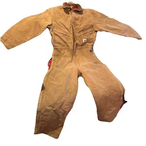 Tuta uomo vintage Carhartt marrone trapuntata foderata 42 R made in USA RN 14806 - Foto 1 di 8