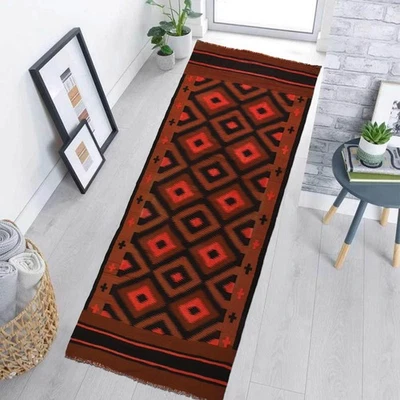 Handwoven Afghan Maimana Kilim Tribal Wool Craft 10.99x4.3 Ft - Image 1 of 4