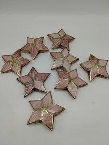 Rare Vintage Kurt Adler Pink Stained Glass Star Light Cover Ornaments Lot Of 8  - Picture 1 of 11