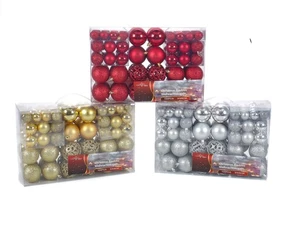 100 Stück Weihnachtskugeln Christbaumkugeln Weihnachtsbaumkugeln rot gold silber - Bild 1 von 13