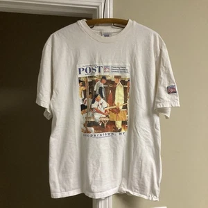 Vintage Norman Rockwell “The Rookie” Size XL Red Sox Art Shirt MLB Hall Of Fame - Picture 1 of 7
