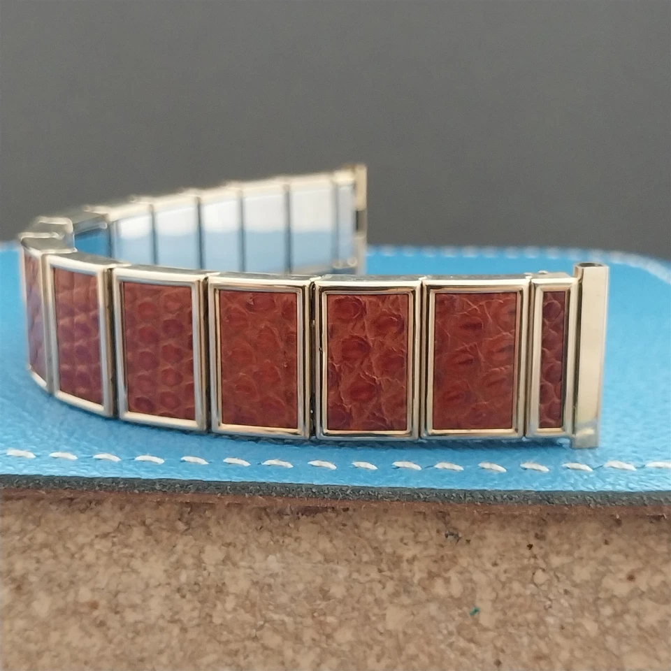 1950s Vintage 17mm 16mm Gemex Gold Filled & Alligator Classic Unused Watch Band - Image 1 of 4