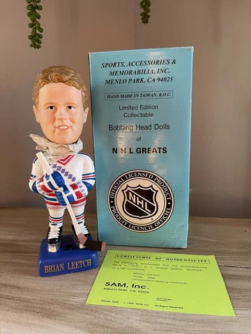 1992 BRIAN LEETCH New York Rangers NHL SAM EXCLUSIVE Nodder Bobblehead NIB! Cover